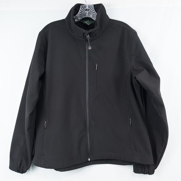 Woolrich Fleece Lined Soft Shell Full Zip Jacket Womens XL Black Mock Neck 15110 - Picture 1 of 16